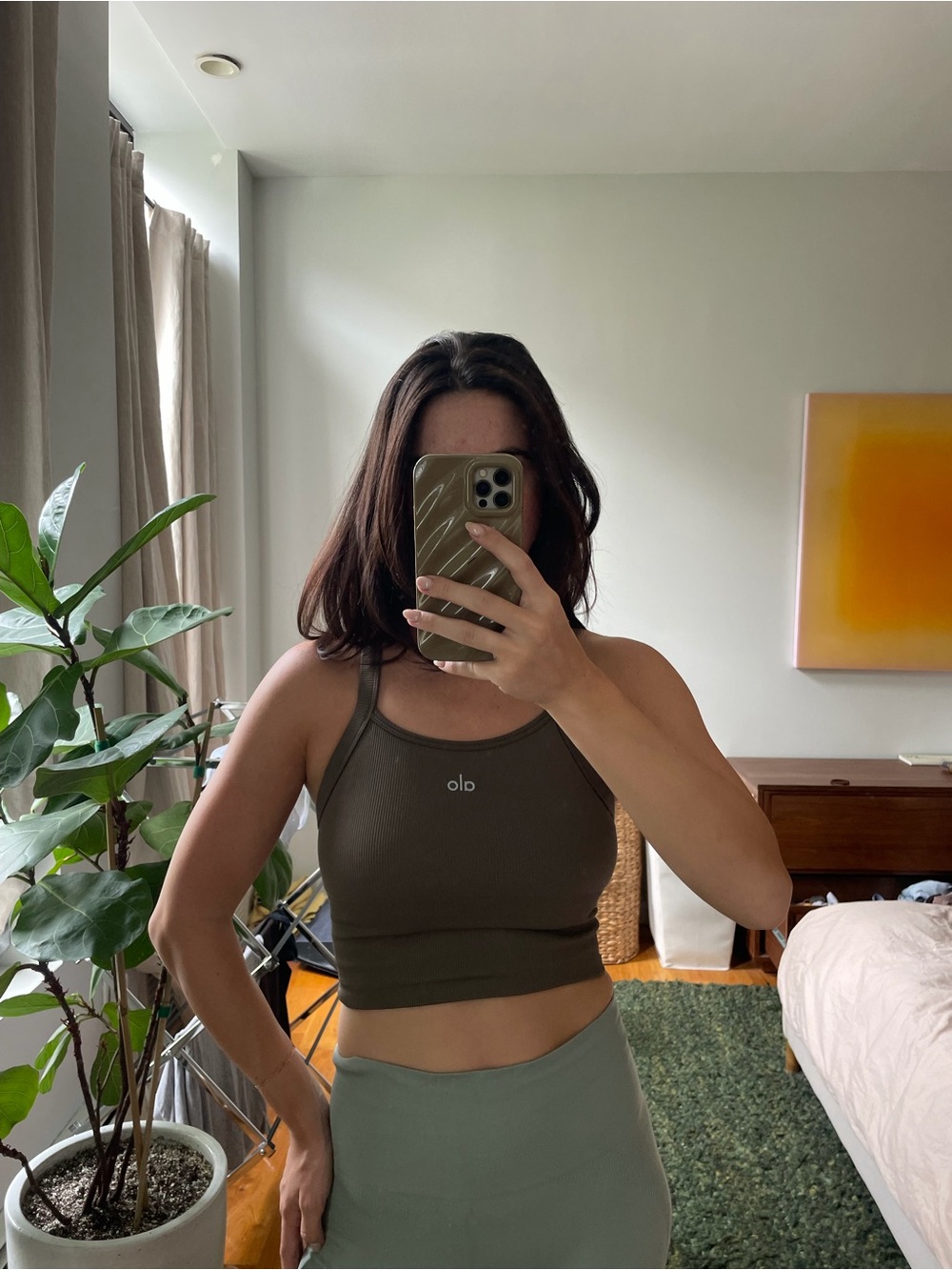 Alo Yoga Seamless Ribbed Favorite Bra Tank in Light Cocoa